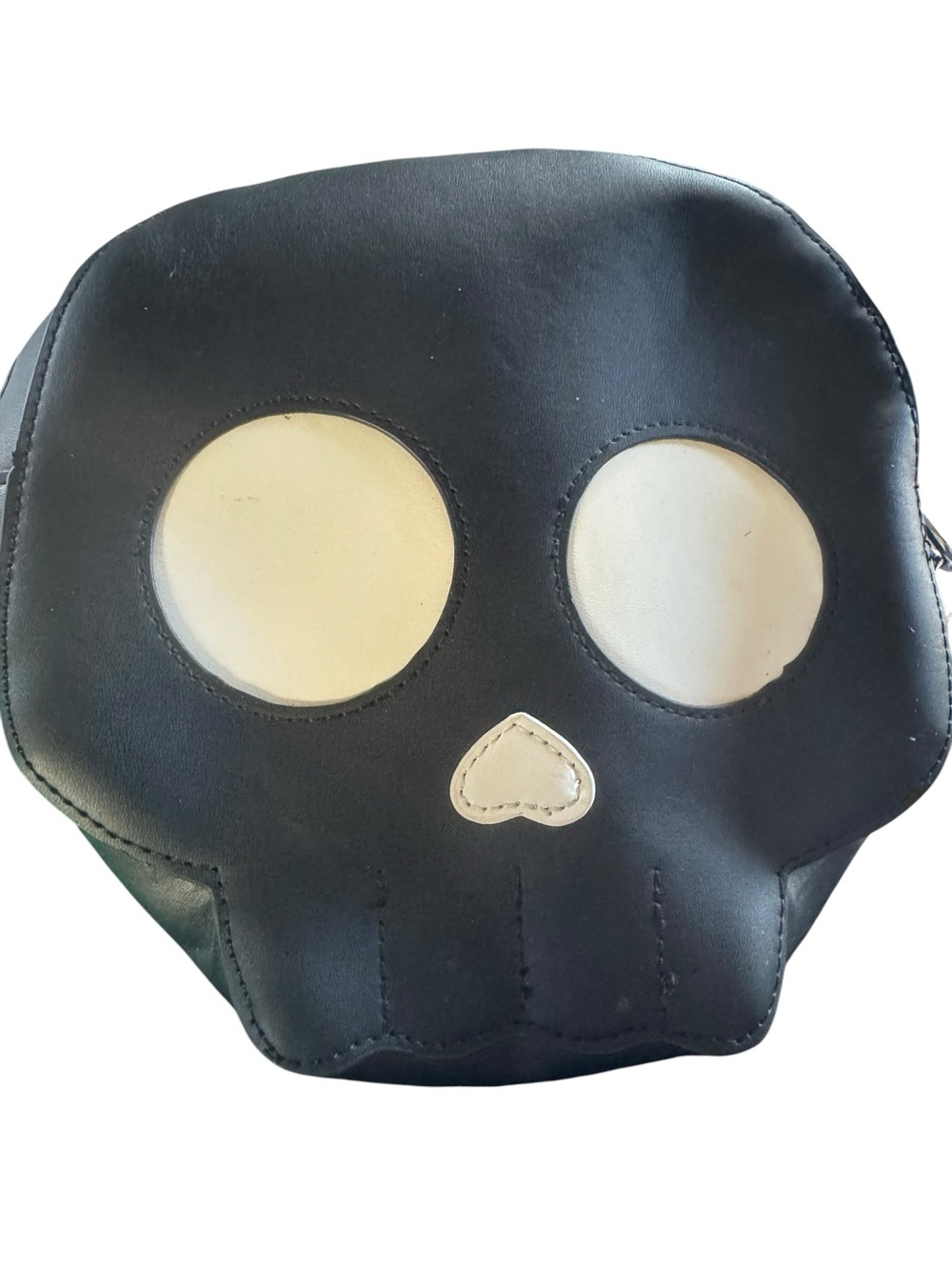 Black Skull Crossbody Bag with Cream Accents